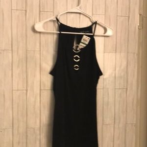 Black tank top with rhinestone rings